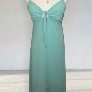 Mint Green Tie Front Midi Dress Ruffle Hem Y2K Style Wild Fable Size XL